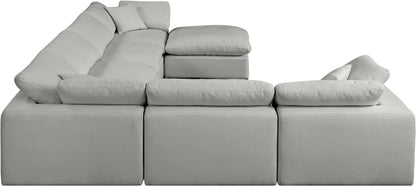 Dolce Grey Linen Textured Fabric Modular Sectional Sec7A