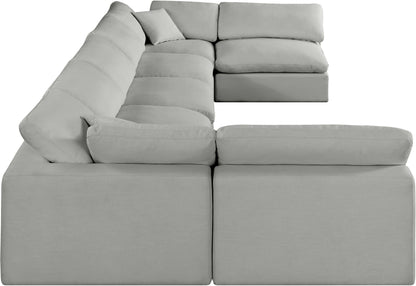 Dolce Grey Linen Textured Fabric Modular Sectional Sec7B