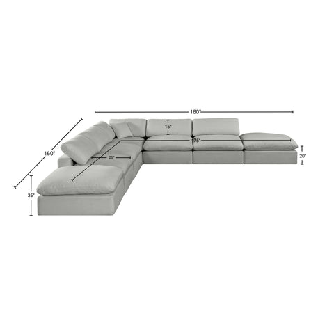 Dolce Grey Linen Textured Fabric Modular Sectional Sec7C