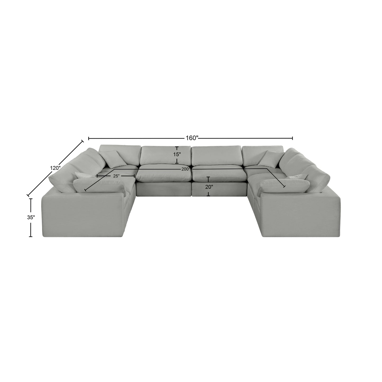 dolce grey linen textured fabric modular sectional sec8a