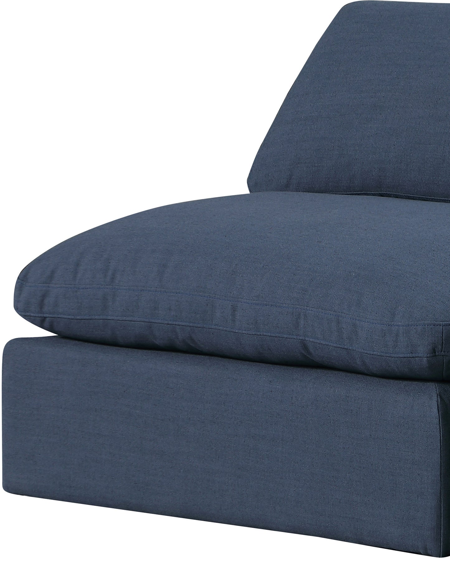 dolce navy linen textured fabric modular armless chair armless