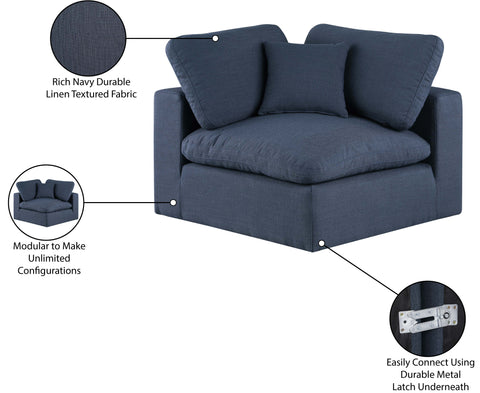 Farrah Navy Linen Textured Fabric Upholstered Corner Chair, 1 Piece