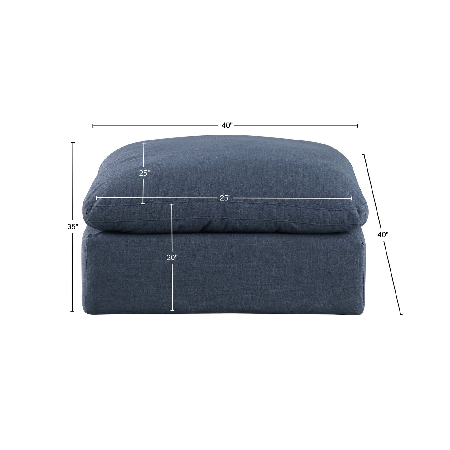 dolce navy linen textured fabric modular ottoman ott