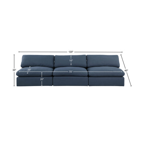 Dolce Navy Linen Textured Fabric Modular Sofa S117