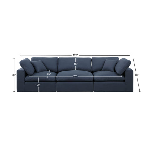 Dolce Navy Linen Textured Fabric Modular Sofa S119