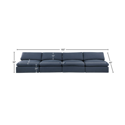 Dolce Navy Linen Textured Fabric Modular Sofa S156