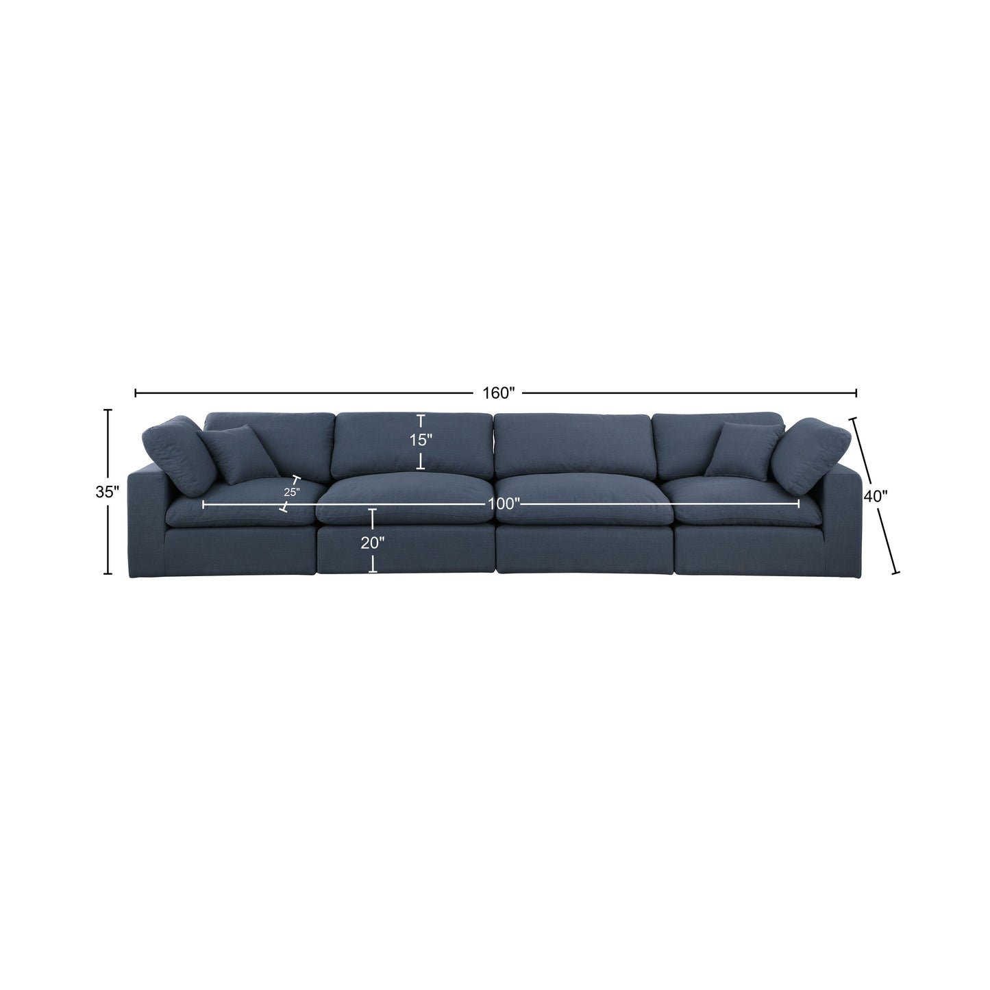 dolce navy linen textured fabric modular sofa s158