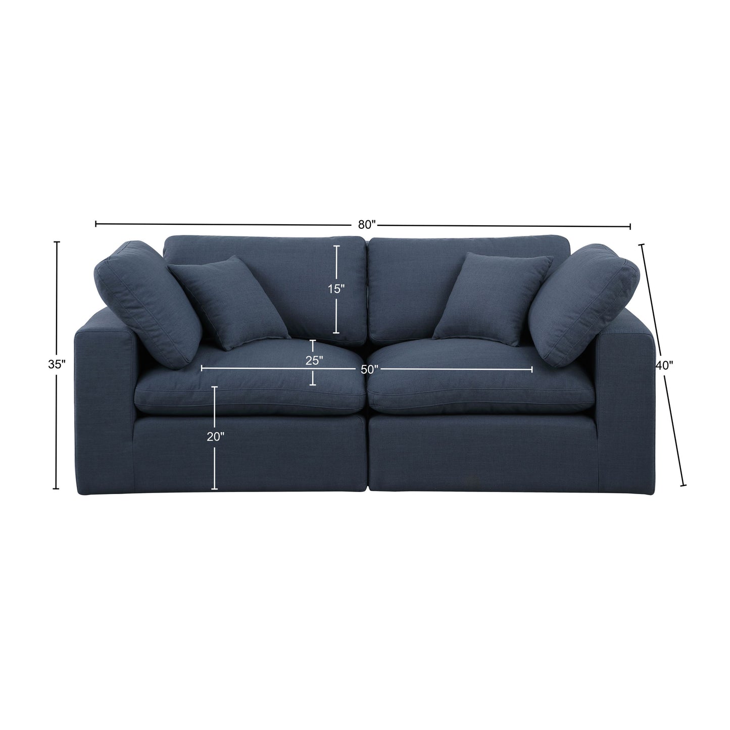 dolce navy linen textured fabric modular sofa s80