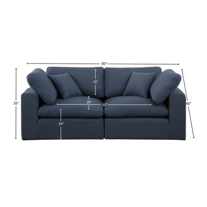 Dolce Navy Linen Textured Fabric Modular Sofa S80