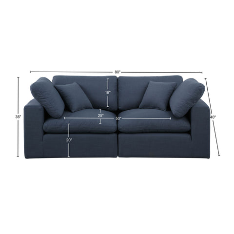 Dolce Navy Linen Textured Fabric Modular Sofa S80