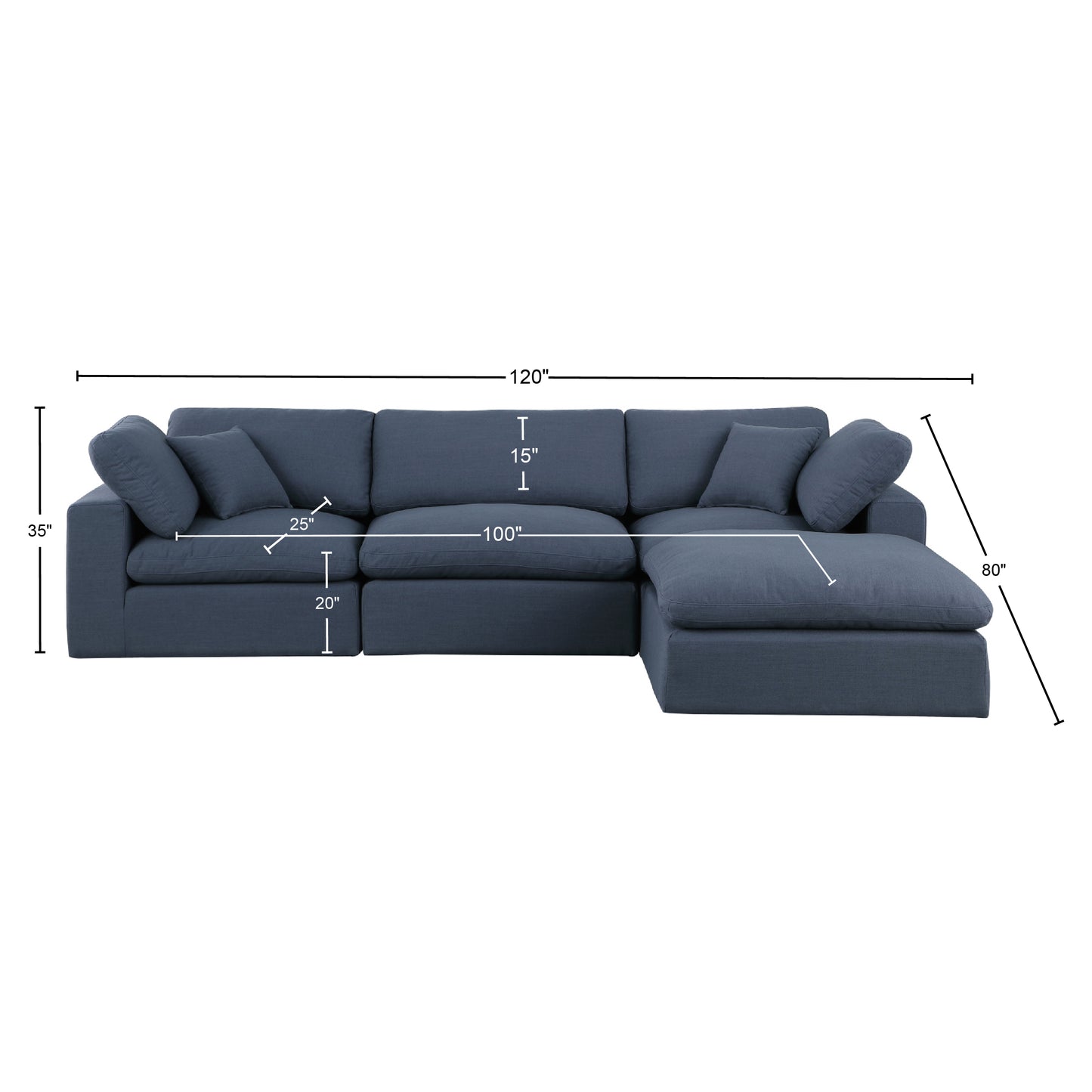 dolce navy linen textured fabric modular sectional sec4a