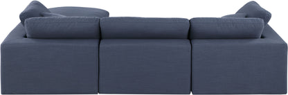 Dolce Navy Linen Textured Fabric Modular Sectional Sec4A