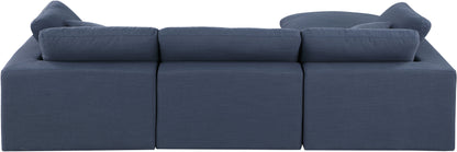 Dolce Navy Linen Textured Fabric Modular Sectional Sec4A