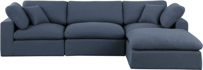 Dolce Navy Linen Textured Fabric Modular Sectional Sec4A