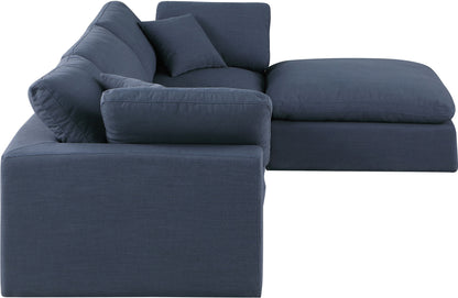 Dolce Navy Linen Textured Fabric Modular Sectional Sec4A