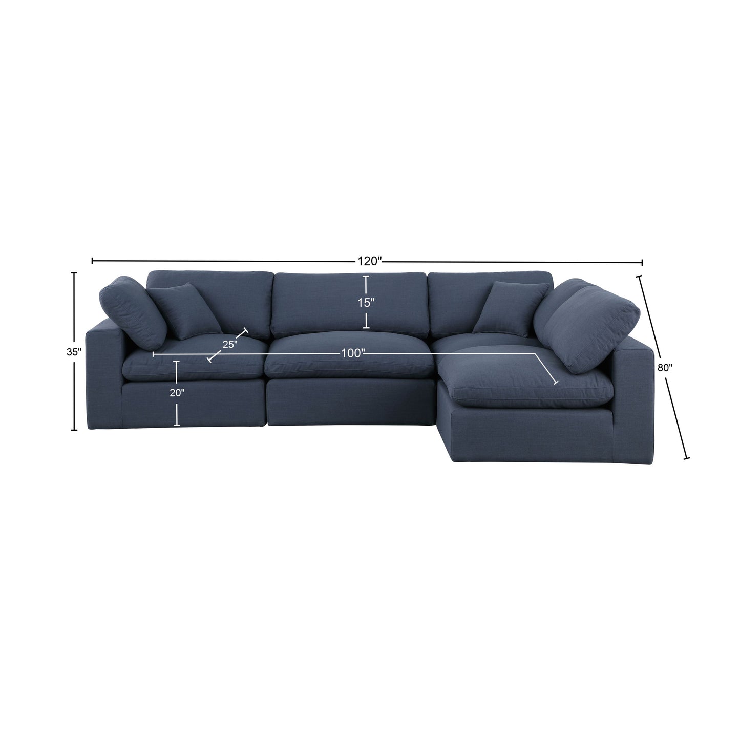 dolce navy linen textured fabric modular sectional sec4b