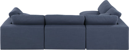 Dolce Navy Linen Textured Fabric Modular Sectional Sec4B