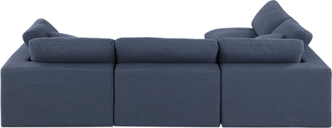 Dolce Navy Linen Textured Fabric Modular Sectional Sec4B