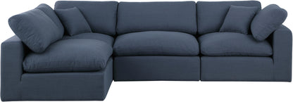 Dolce Navy Linen Textured Fabric Modular Sectional Sec4B