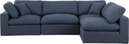 Dolce Navy Linen Textured Fabric Modular Sectional Sec4B