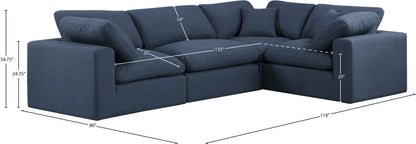 Asher Navy Linen Textured Fabric Modular Sectional