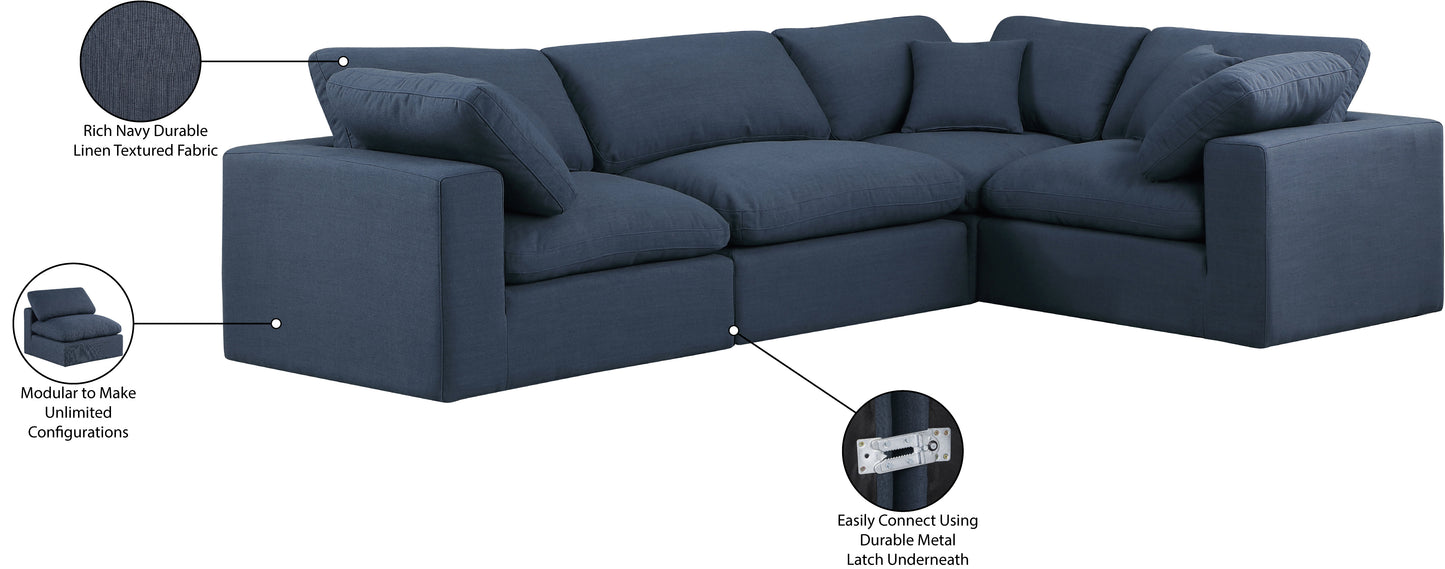 asher navy linen textured fabric modular sectional