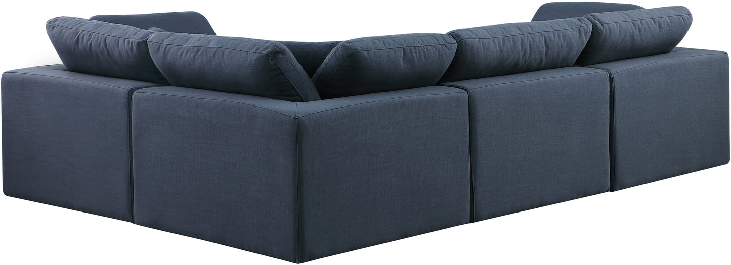 asher navy linen textured fabric modular sectional