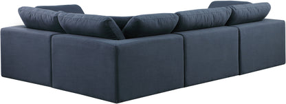 Asher Navy Linen Textured Fabric Modular Sectional