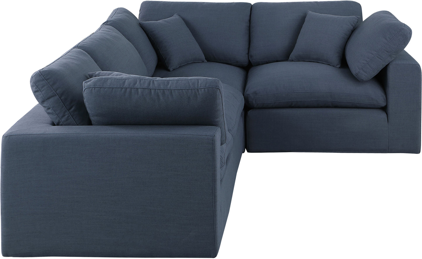 asher navy linen textured fabric modular sectional