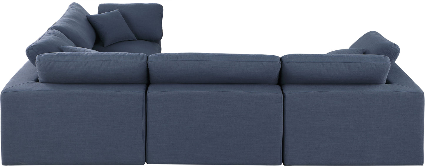 asher navy linen textured fabric modular sectional