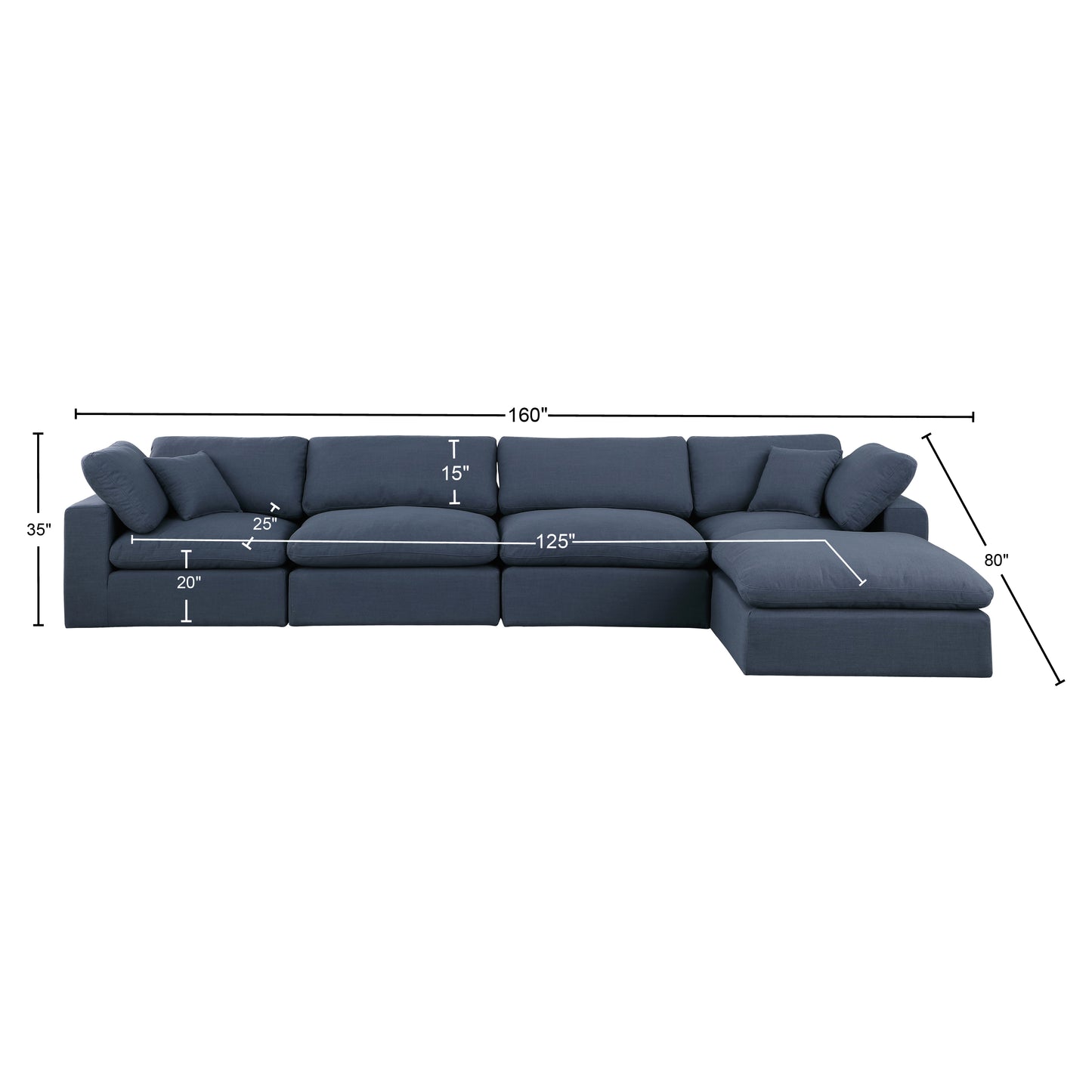 dolce navy linen textured fabric modular sectional sec5a