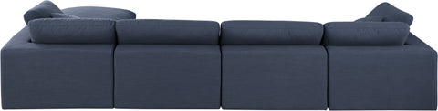 Dolce Navy Linen Textured Fabric Modular Sectional Sec5A