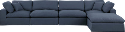 Dolce Navy Linen Textured Fabric Modular Sectional Sec5A