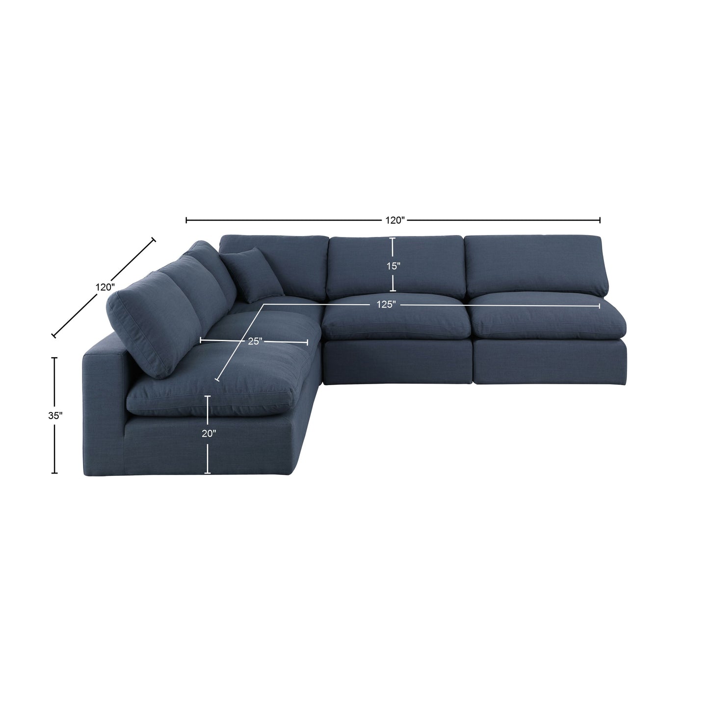 dolce navy linen textured fabric modular sectional sec5b