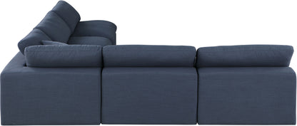 Dolce Navy Linen Textured Fabric Modular Sectional Sec5B