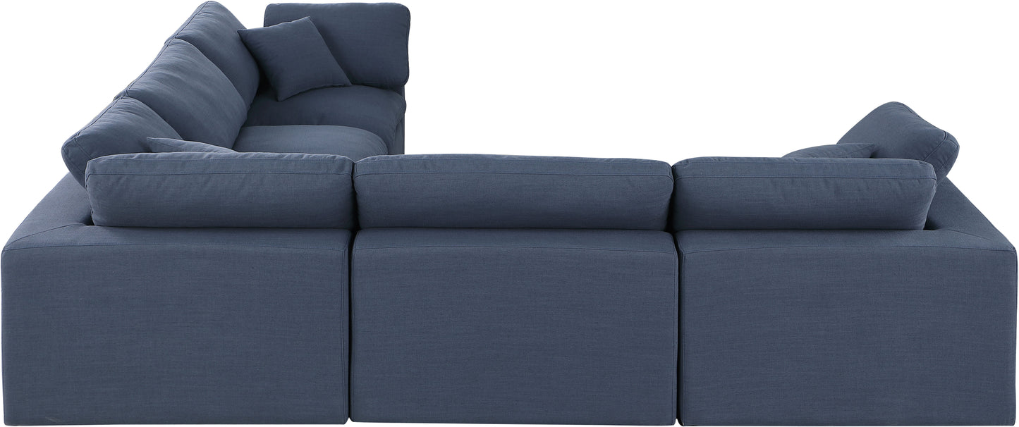 dolce navy linen textured fabric modular sectional sec5c