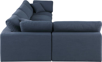 Dolce Navy Linen Textured Fabric Modular Sectional Sec5D