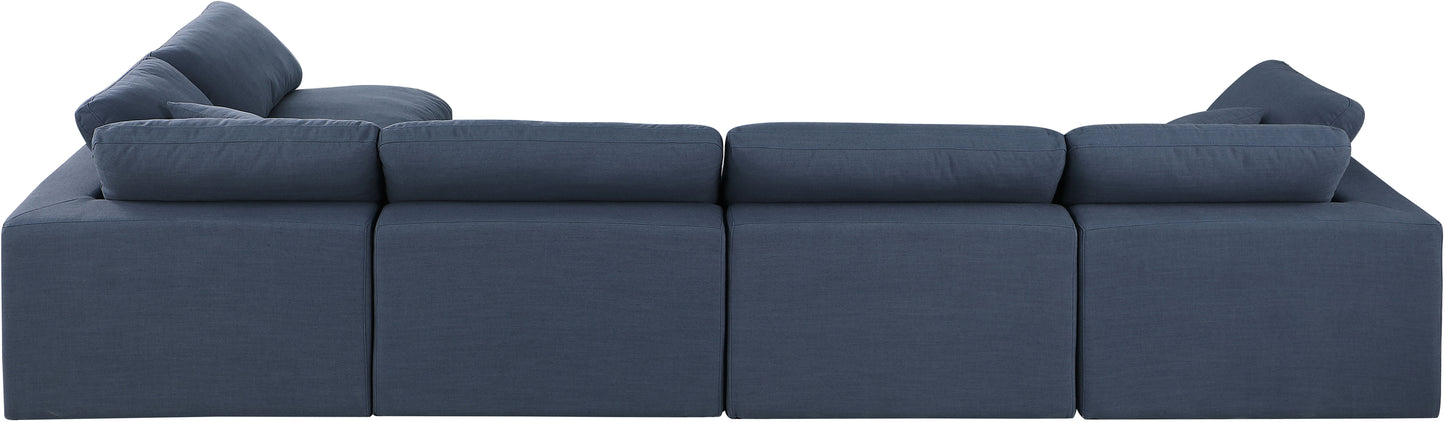 dolce navy linen textured fabric modular sectional sec5d