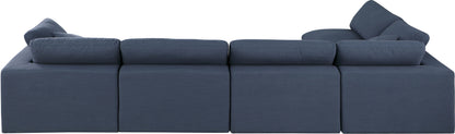 Dolce Navy Linen Textured Fabric Modular Sectional Sec5D