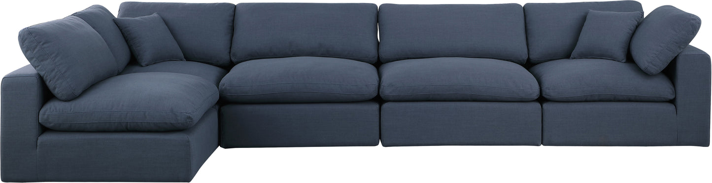 dolce navy linen textured fabric modular sectional sec5d