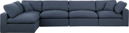 Dolce Navy Linen Textured Fabric Modular Sectional Sec5D