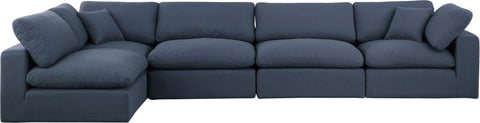 Dolce Navy Linen Textured Fabric Modular Sectional Sec5D