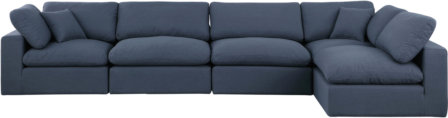 dolce navy linen textured fabric modular sectional sec5d