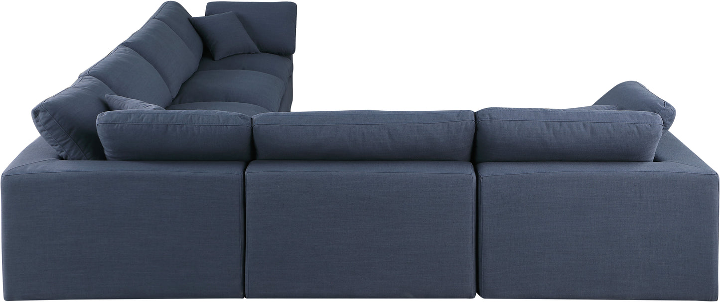 dolce navy linen textured fabric modular sectional sec6a