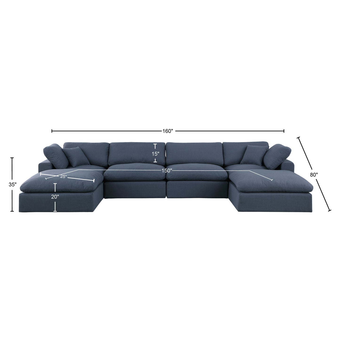 dolce navy linen textured fabric modular sectional sec6b