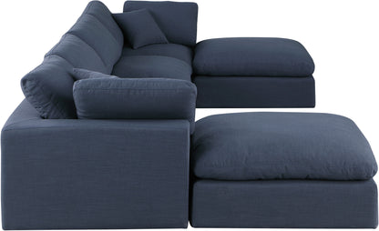 Dolce Navy Linen Textured Fabric Modular Sectional Sec6B