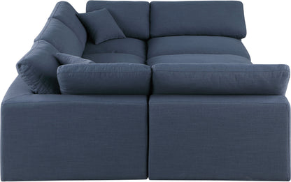 Dolce Navy Linen Textured Fabric Modular Sectional Sec6C