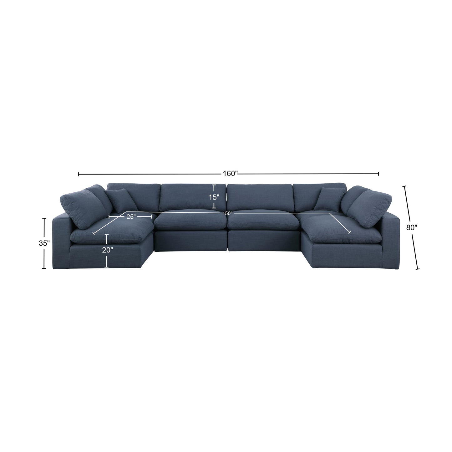 dolce navy linen textured fabric modular sectional sec6d