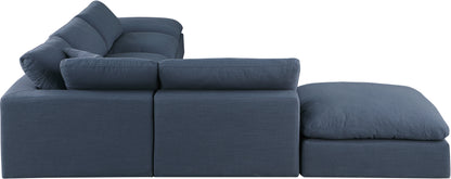 Dolce Navy Linen Textured Fabric Modular Sectional Sec6E