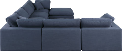 Dolce Navy Linen Textured Fabric Modular Sectional Sec7A